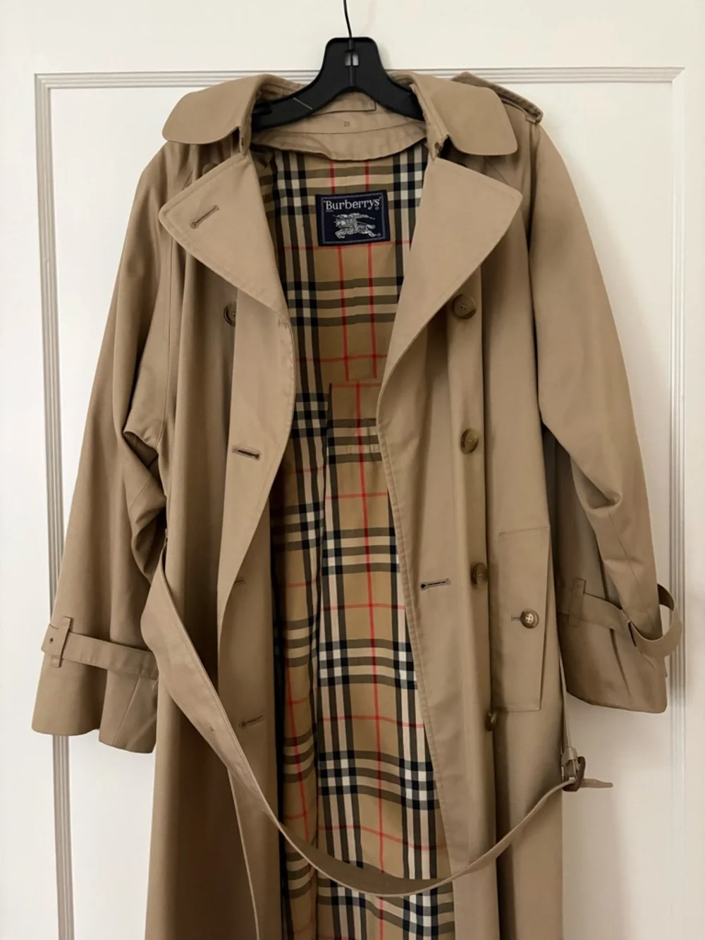 Burberry Tan Double-Breasted Long Trench Coat - Picture 3 of 4